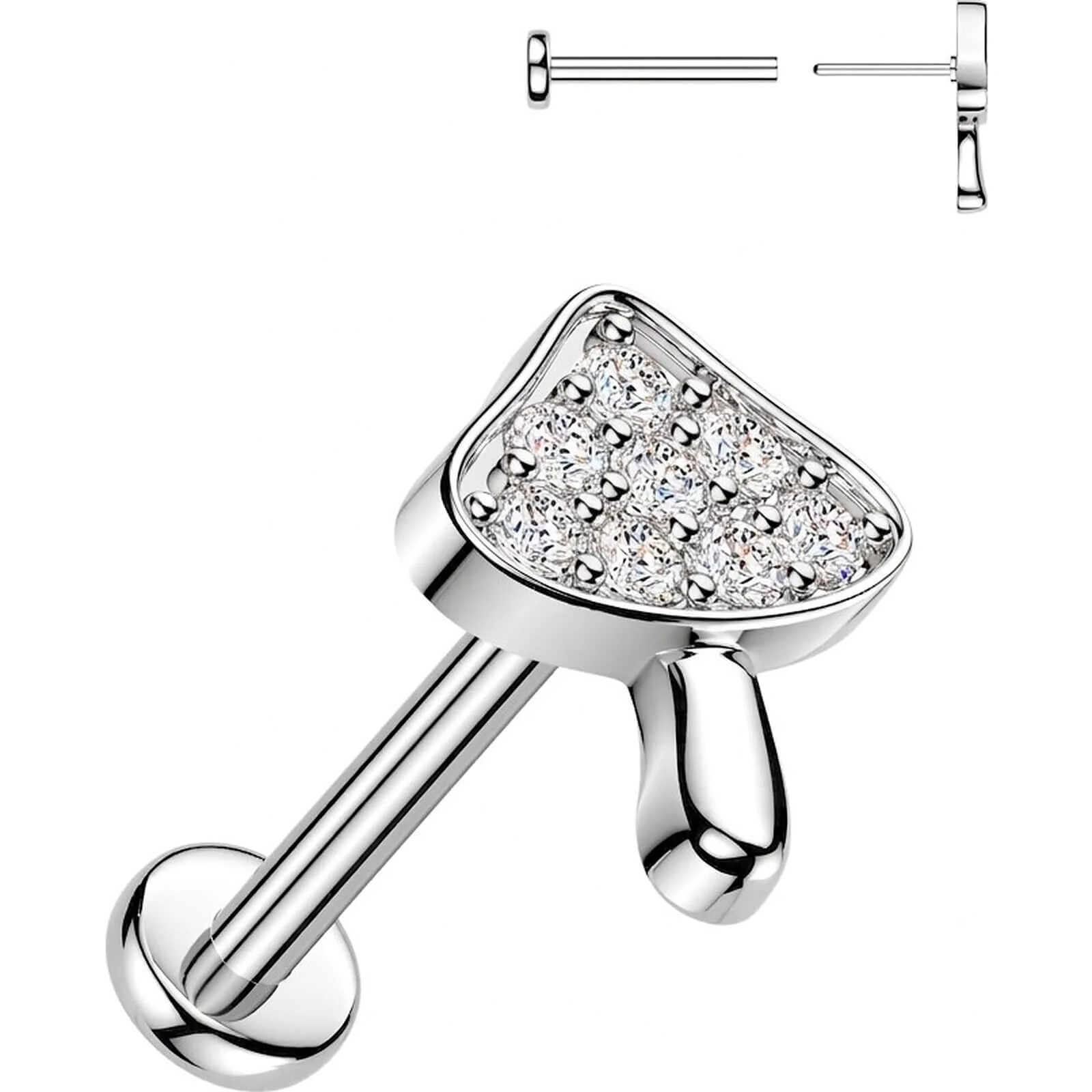 Labret Pave Zirkonia Pilz Push-In