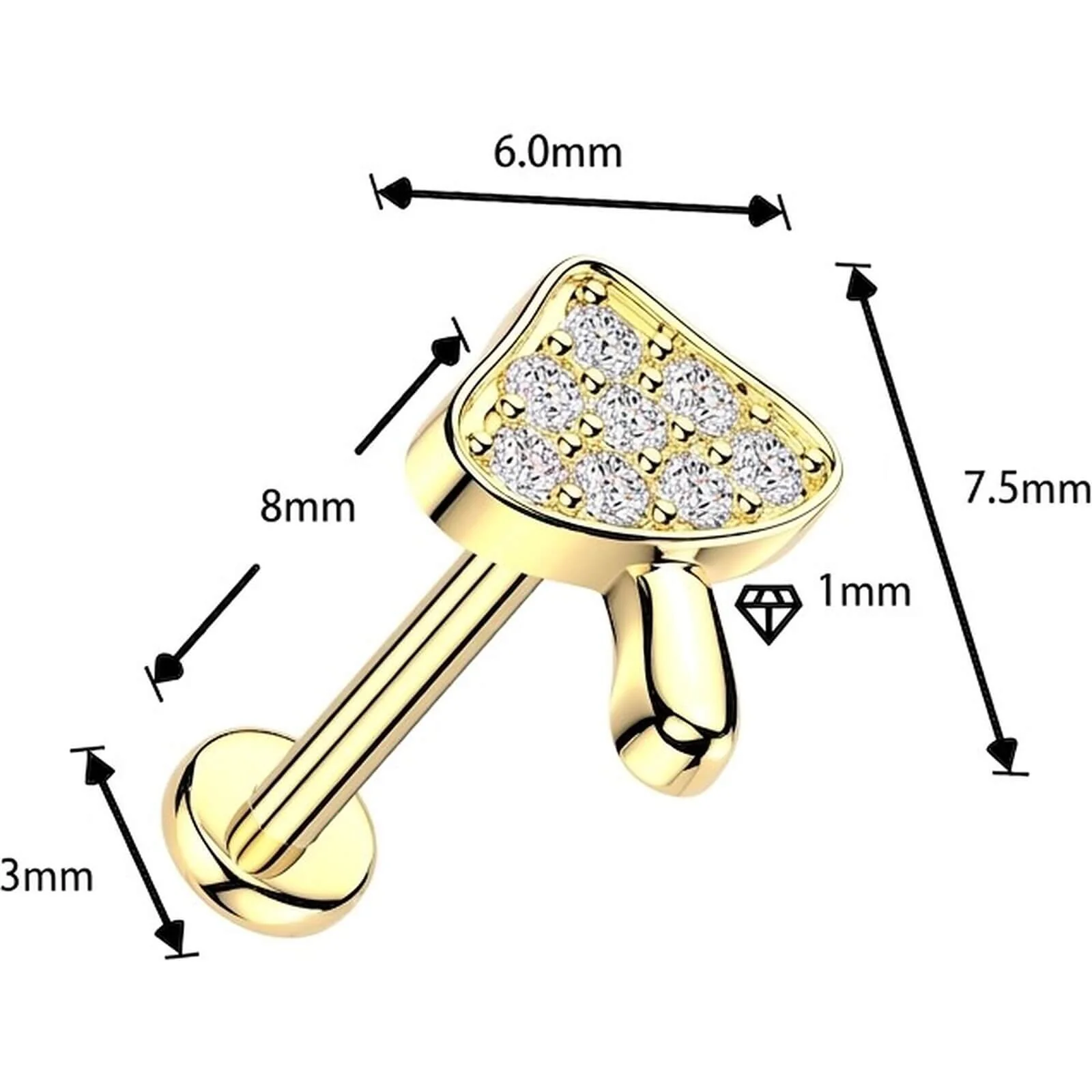 Labret Pave Zirkonia Pilz Push-In - Image 4