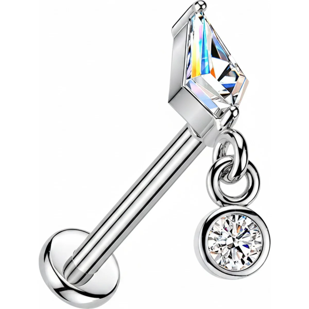 Labret Krappenfassung Drachen Zirkonia und Lünettenfassung Zirkonia Anhänger Push-In