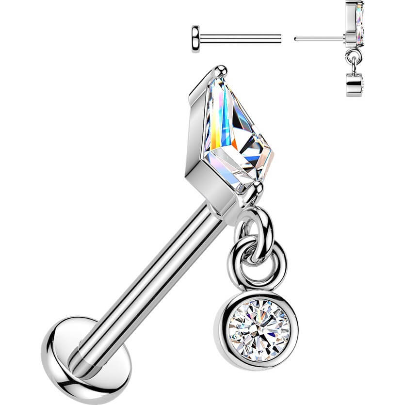 Labret Krappenfassung Drachen Zirkonia und Lünettenfassung Zirkonia Anhänger Push-In - Image 3