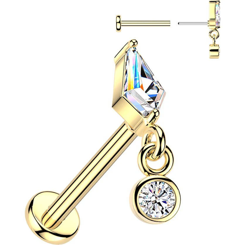 Labret Krappenfassung Drachen Zirkonia und Lünettenfassung Zirkonia Anhänger Push-In - Image 4
