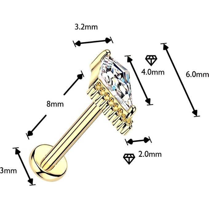 Labret Krappenfassung Drachen Zirkonia Push-In - Image 2