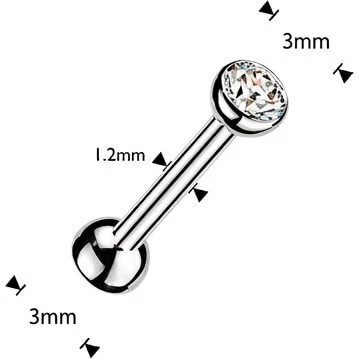 Titan Barbell Lünettenfassung Zirkonia Enden Push-In - Image 2