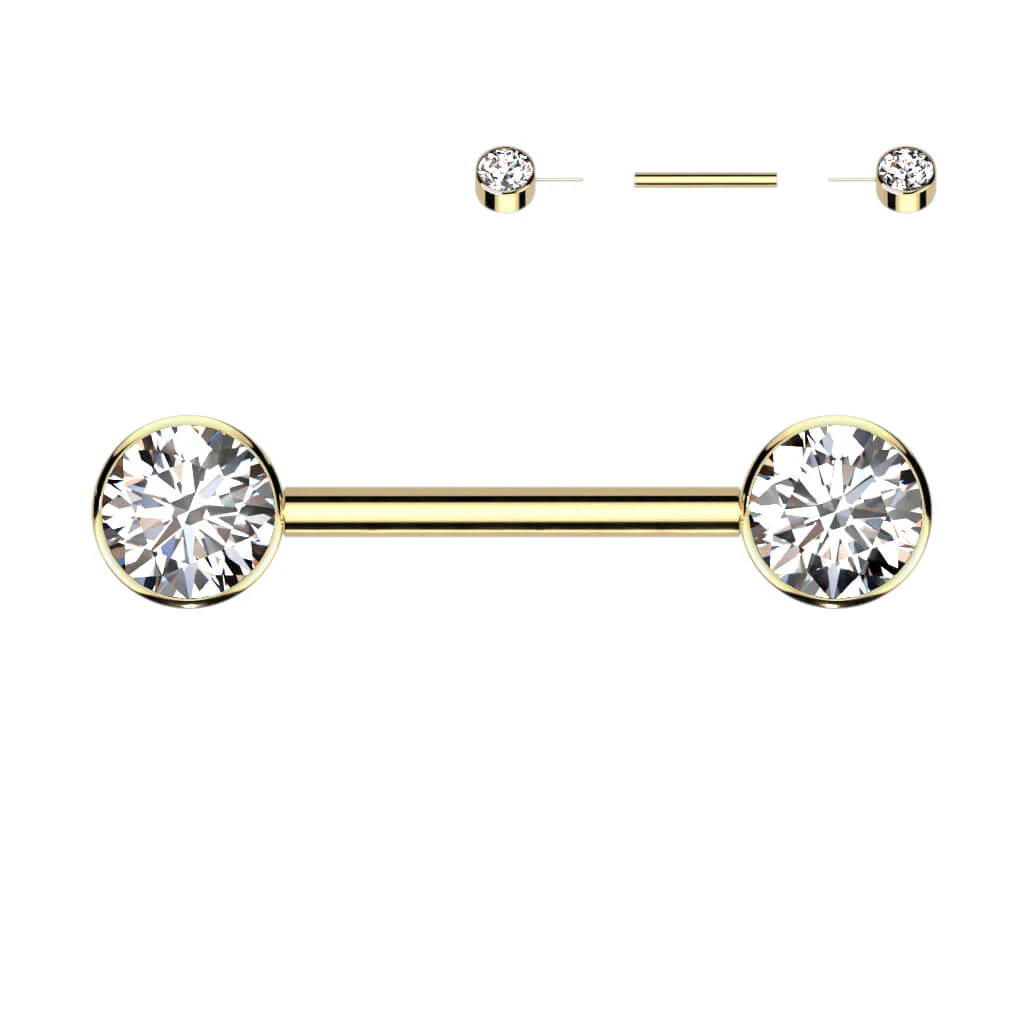 Titan Nippelpiercing Zirkonia Flach Push-In - Image 11