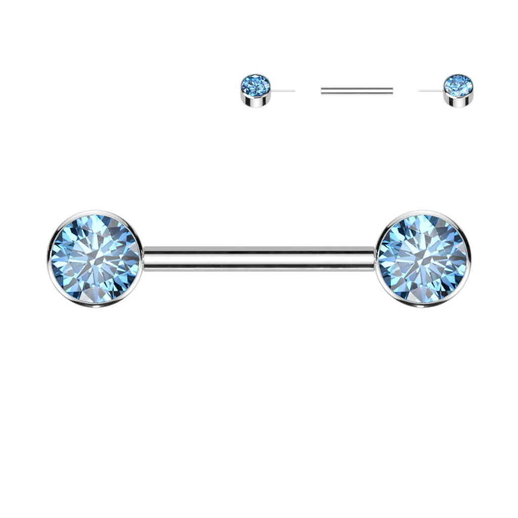 Titan Nippelpiercing Zirkonia Flach Push-In - Image 4