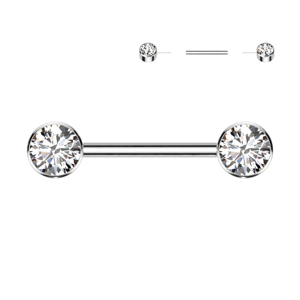 Titan Nippelpiercing Zirkonia Flach Push-In - Image 5