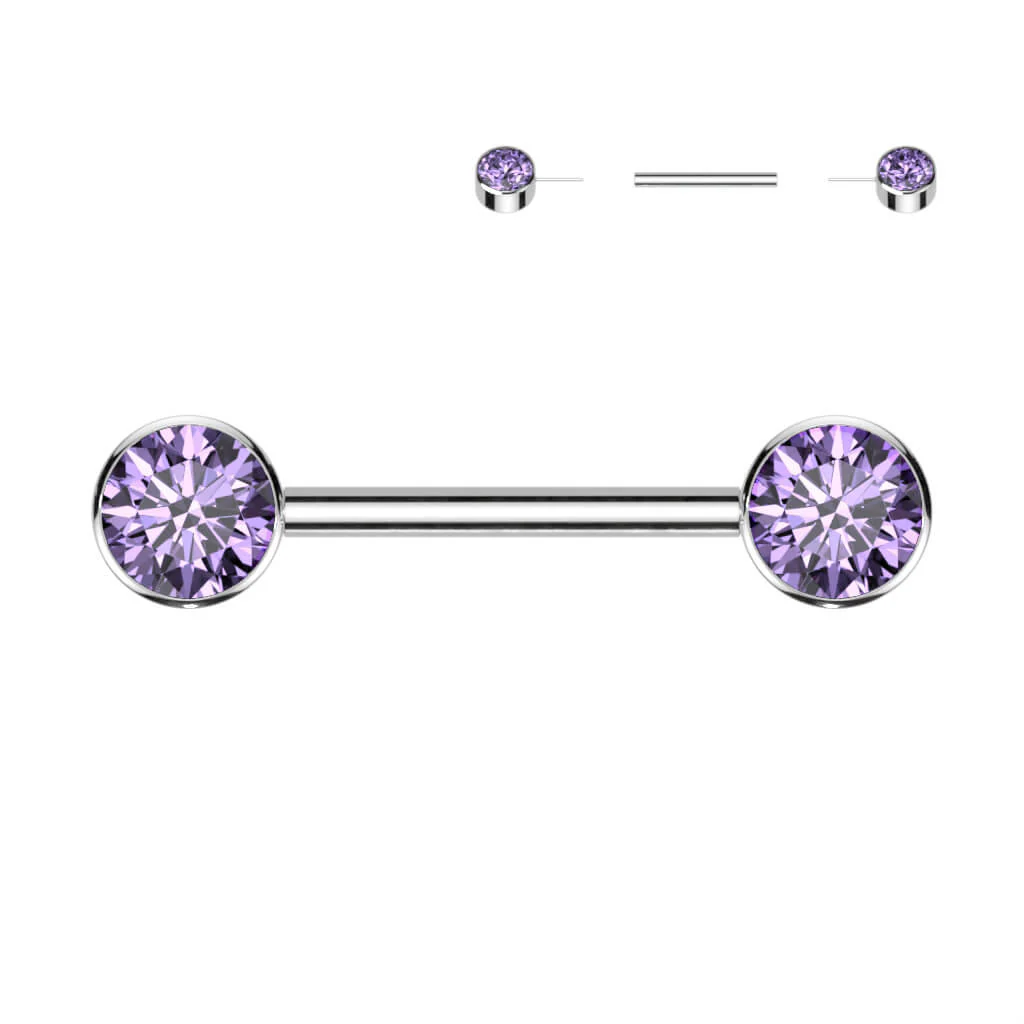 Titan Nippelpiercing Zirkonia Flach Push-In - Image 7