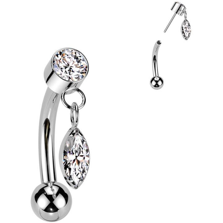 Titan Curved Barbell Anhänger Zirkonia Push-In - Image 3