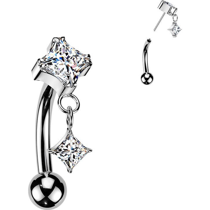 Titan Curved Barbell Krappenfassung Zirkonia Zirkonia Anhänger Push-In - Image 4