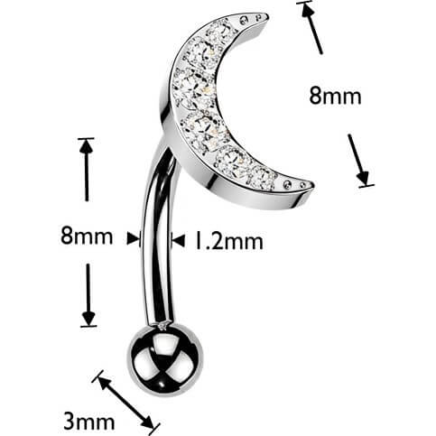 Titan Curved Barbell 6 CNC Fassung Zirkonia Mondsichel Push-In - Image 2
