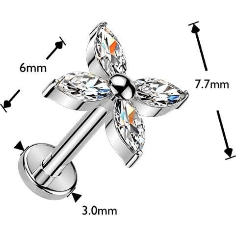 Titan Ohrring Marquise Zirkonia Blume Push-In - Image 5