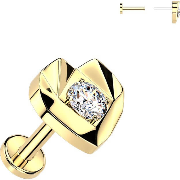 Titan Ohrring facettiertes Herz mit Zirkonia Mitte Push-In - Image 4