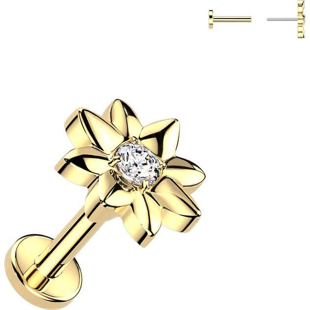 Titan Ohrring Blume mit Zirkonia Mitte Push-In - Image 4