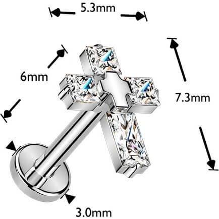 Titan Ohrring 4 Zirkonia Kreuz Push-In - Image 2