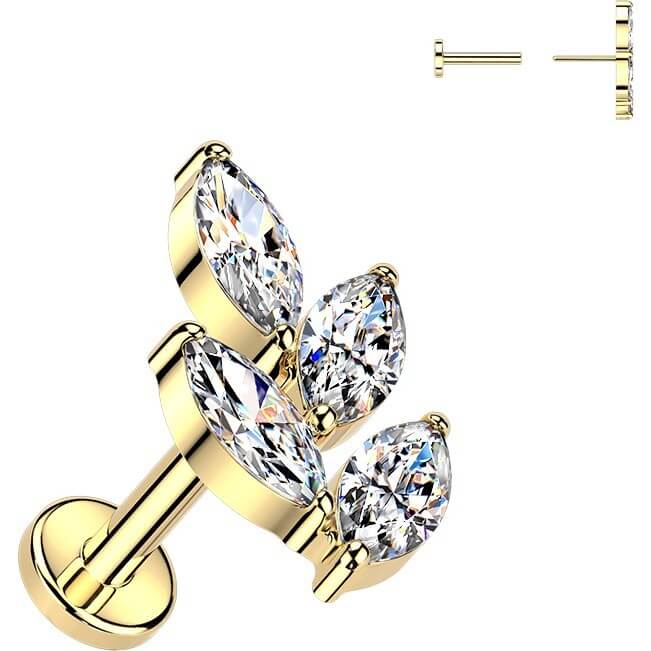 Titan Ohrring Marquise Zirkonia Blatt Push-In - Image 3