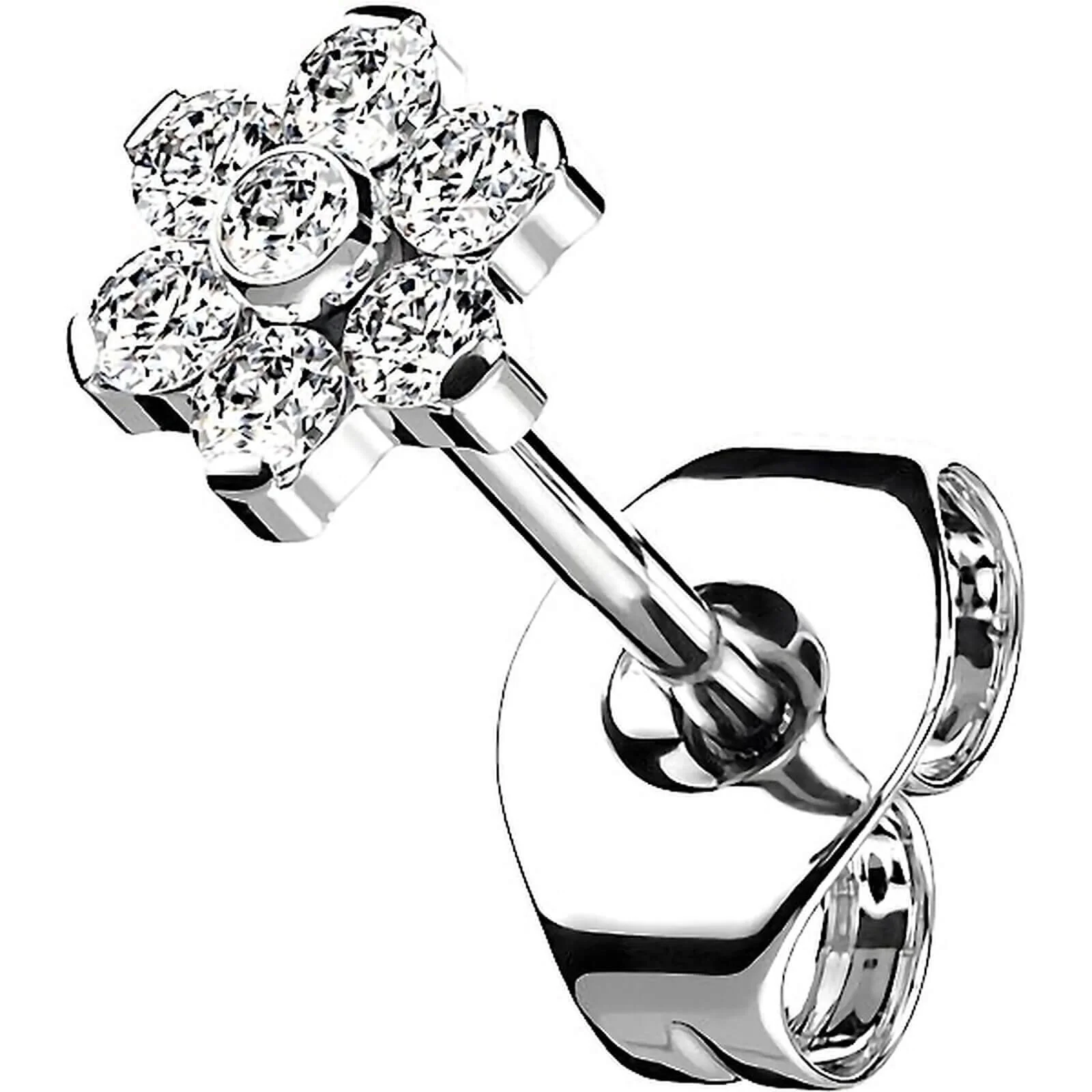 Titan Ohrstecker Blume Zirkonia