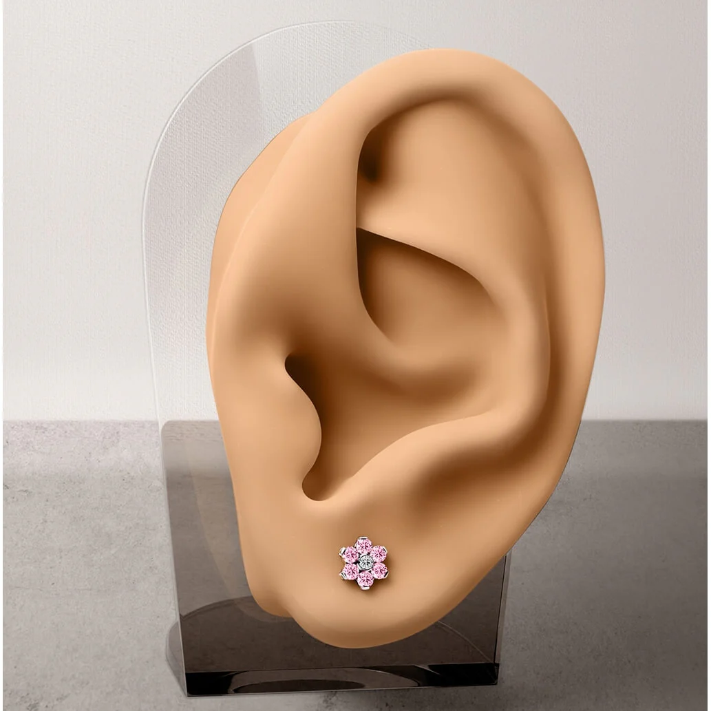 Titan Ohrstecker Blume Zirkonia - Image 2