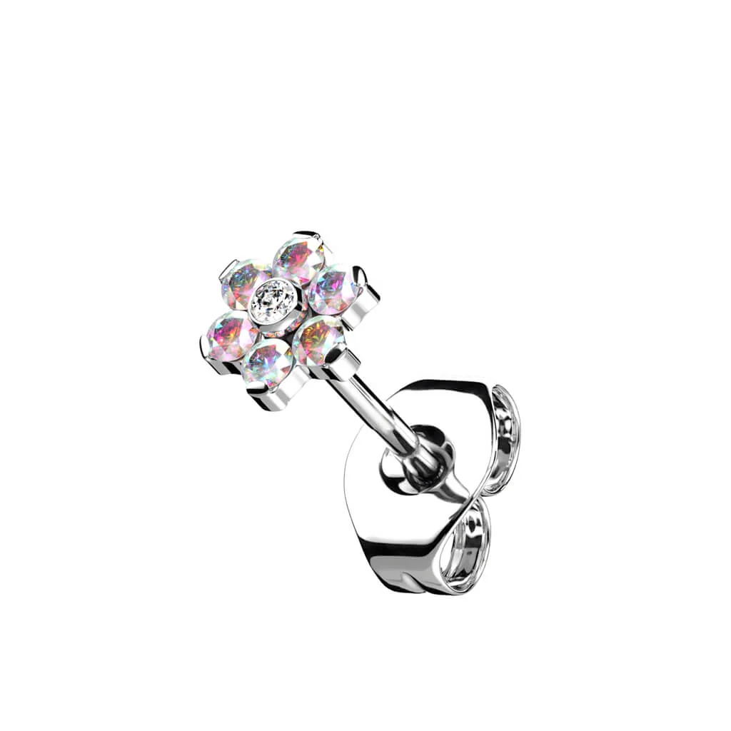 Titan Ohrstecker Blume Zirkonia - Image 3