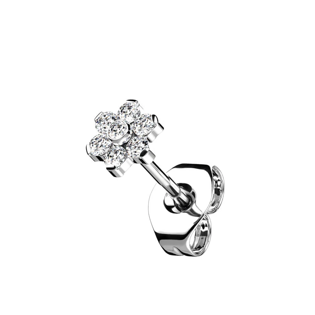 Titan Ohrstecker Blume Zirkonia - Image 4