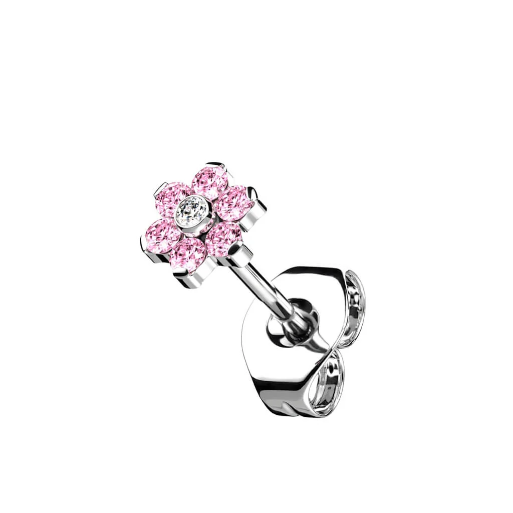 Titan Ohrstecker Blume Zirkonia - Image 5
