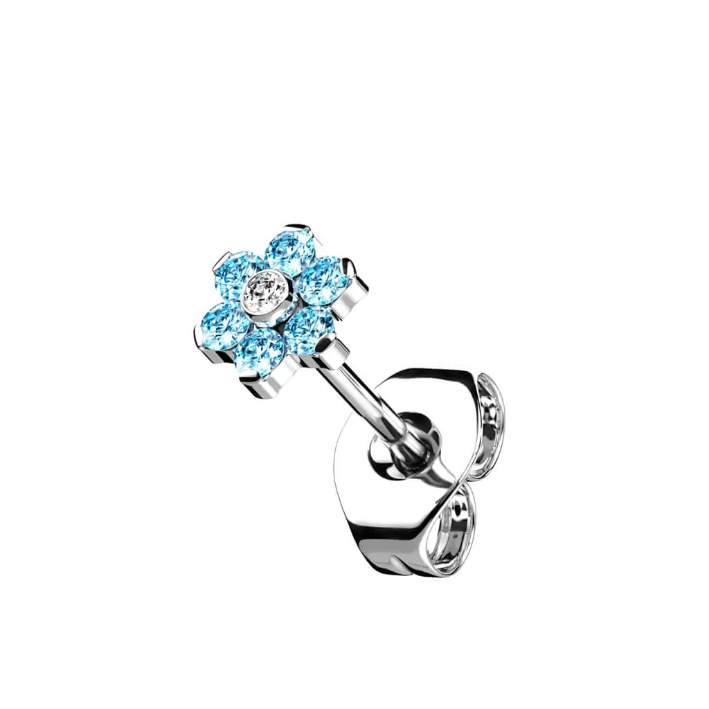 Titan Ohrstecker Blume Zirkonia - Image 6