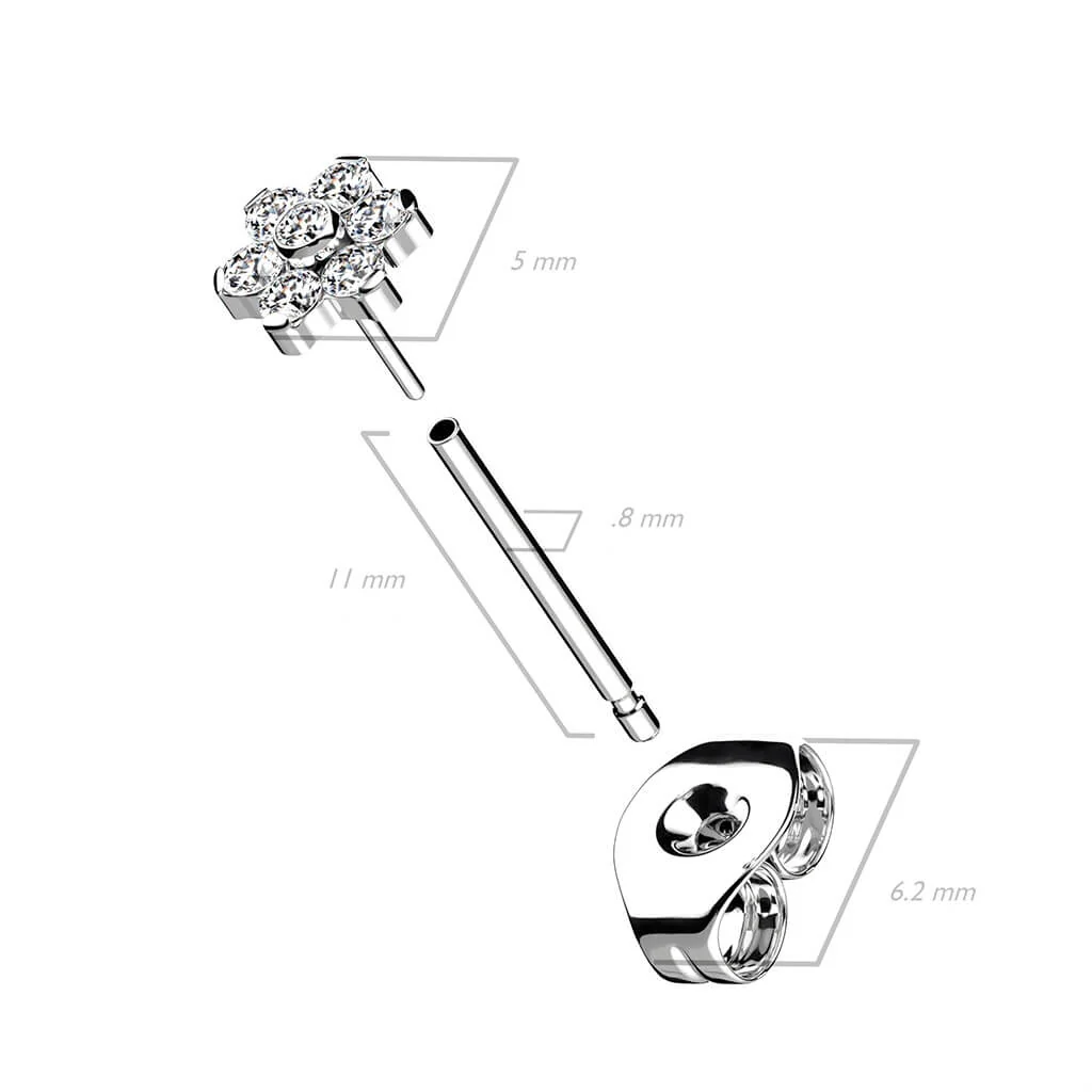 Titan Ohrstecker Blume Zirkonia - Image 9