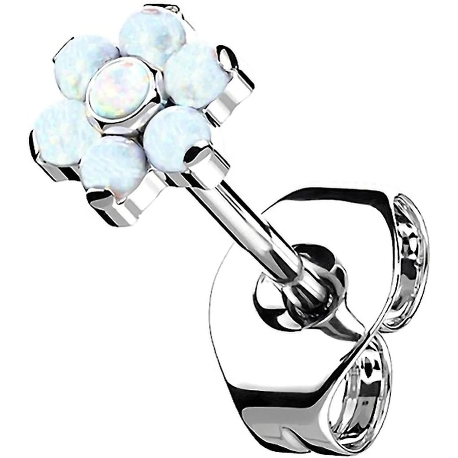 Titan Ohrstecker Blume Opal Silber