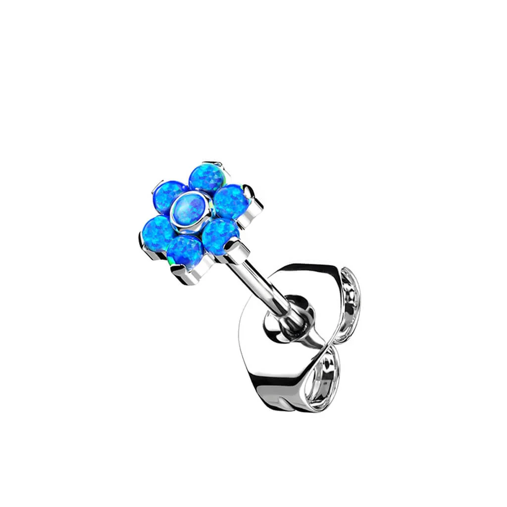 Titan Ohrstecker Blume Opal Silber - Image 2
