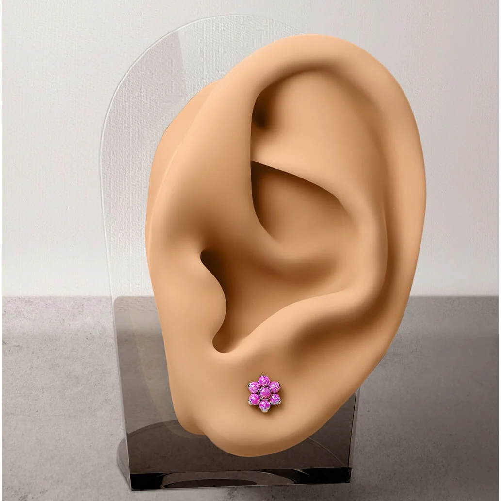Titan Ohrstecker Blume Opal Silber - Image 4