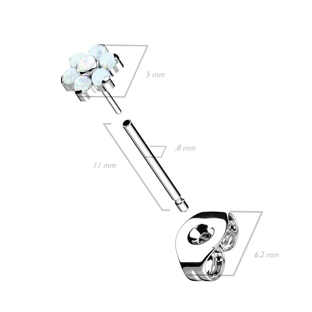 Titan Ohrstecker Blume Opal Silber - Image 7