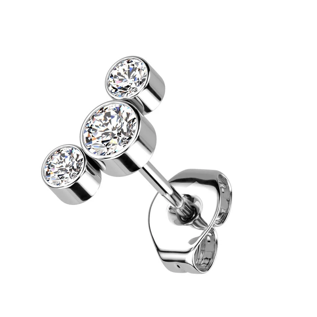 Titan Ohrstecker 3 Zirkonia - Image 3