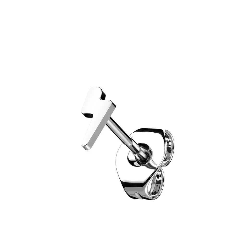 Titan Ohrstecker Blitz Flach Silber - Image 2