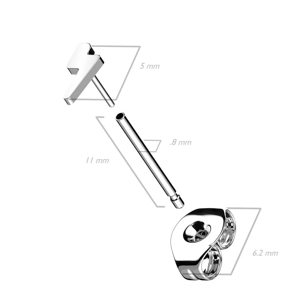 Titan Ohrstecker Blitz Flach Silber - Image 4