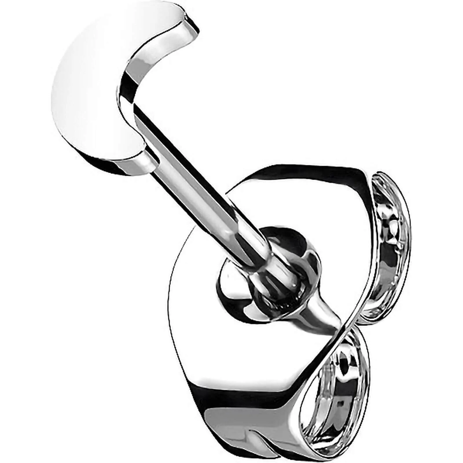 Titan Ohrstecker Mond Flach Silber