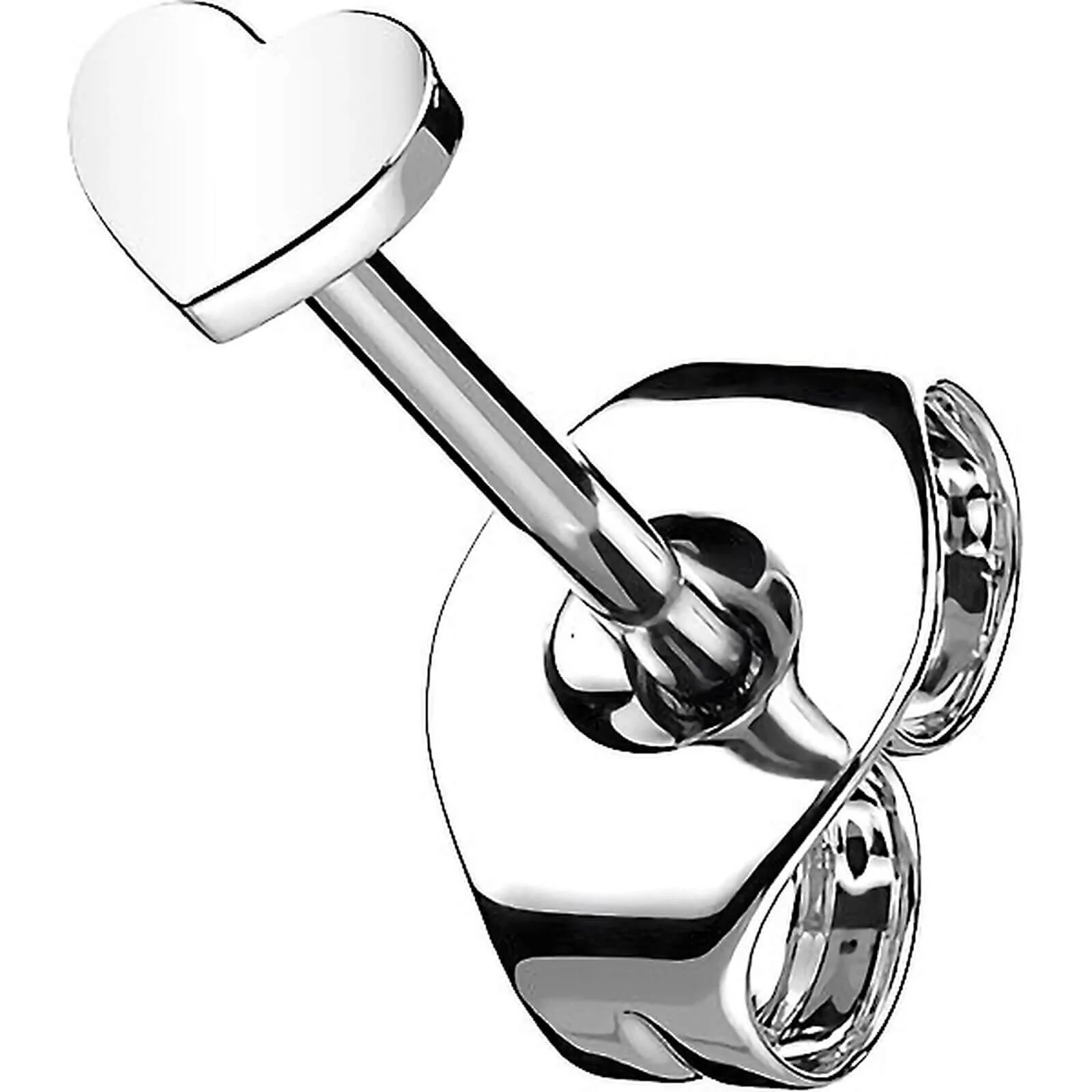 Titan Ohrstecker Herz Flach Silber
