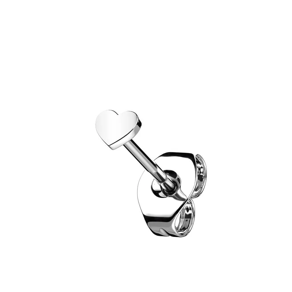 Titan Ohrstecker Herz Flach Silber - Image 2