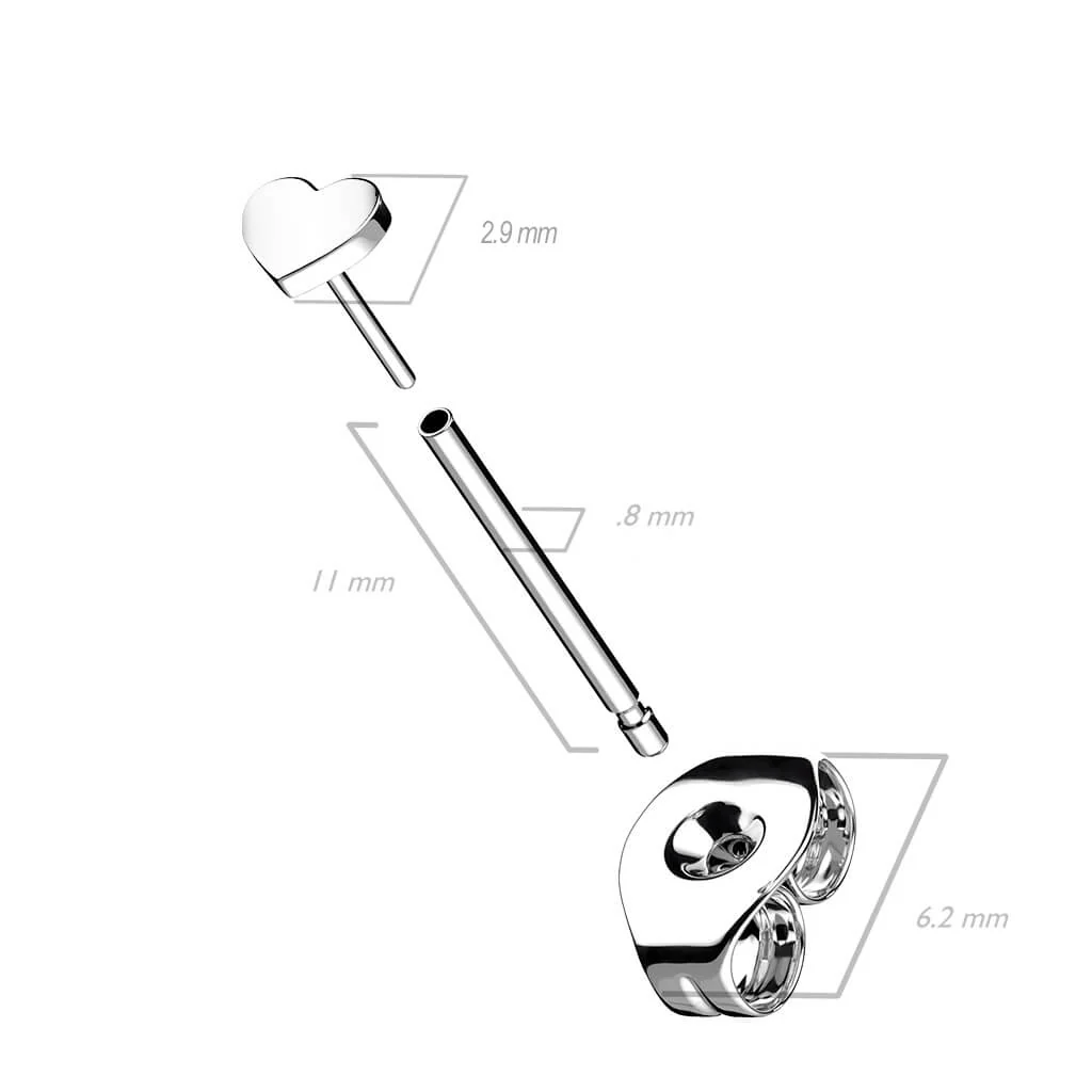Titan Ohrstecker Herz Flach Silber - Image 4