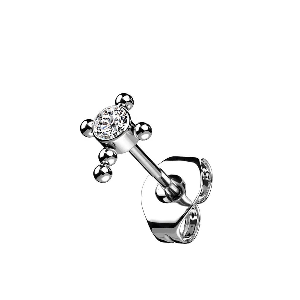 Titan Ohrstecker Kreuz Zirkonia Opal Silber - Image 3