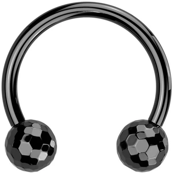 Titan Hufeisen Piercing Multi-Facetten Kugel Push-In - Image 3