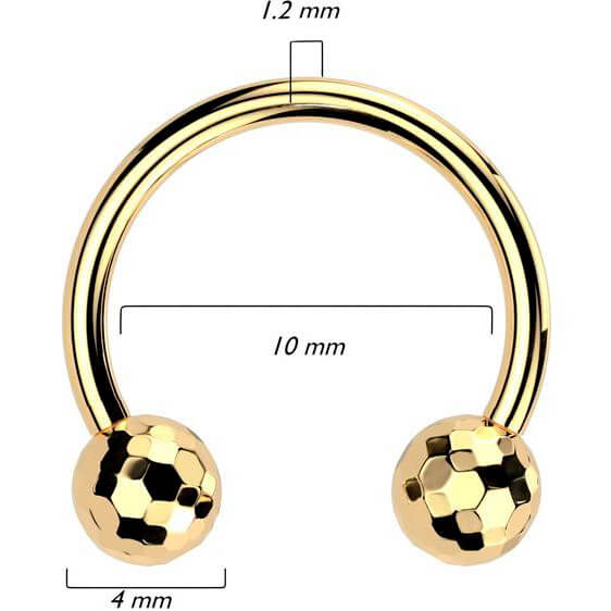 Titan Hufeisen Piercing Multi-Facetten Kugel Push-In - Image 6