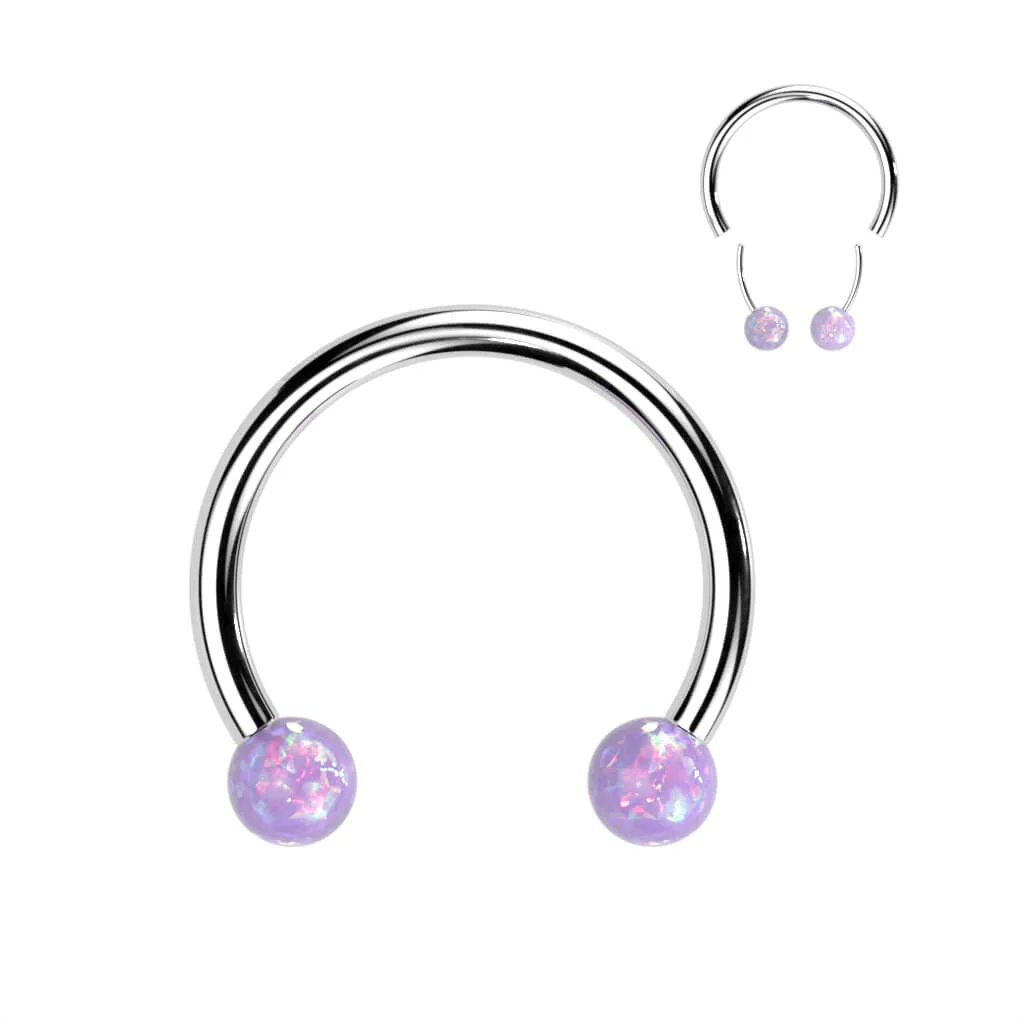 Titan Hufeisen Piercing Kugel Opal Push-In - Image 5