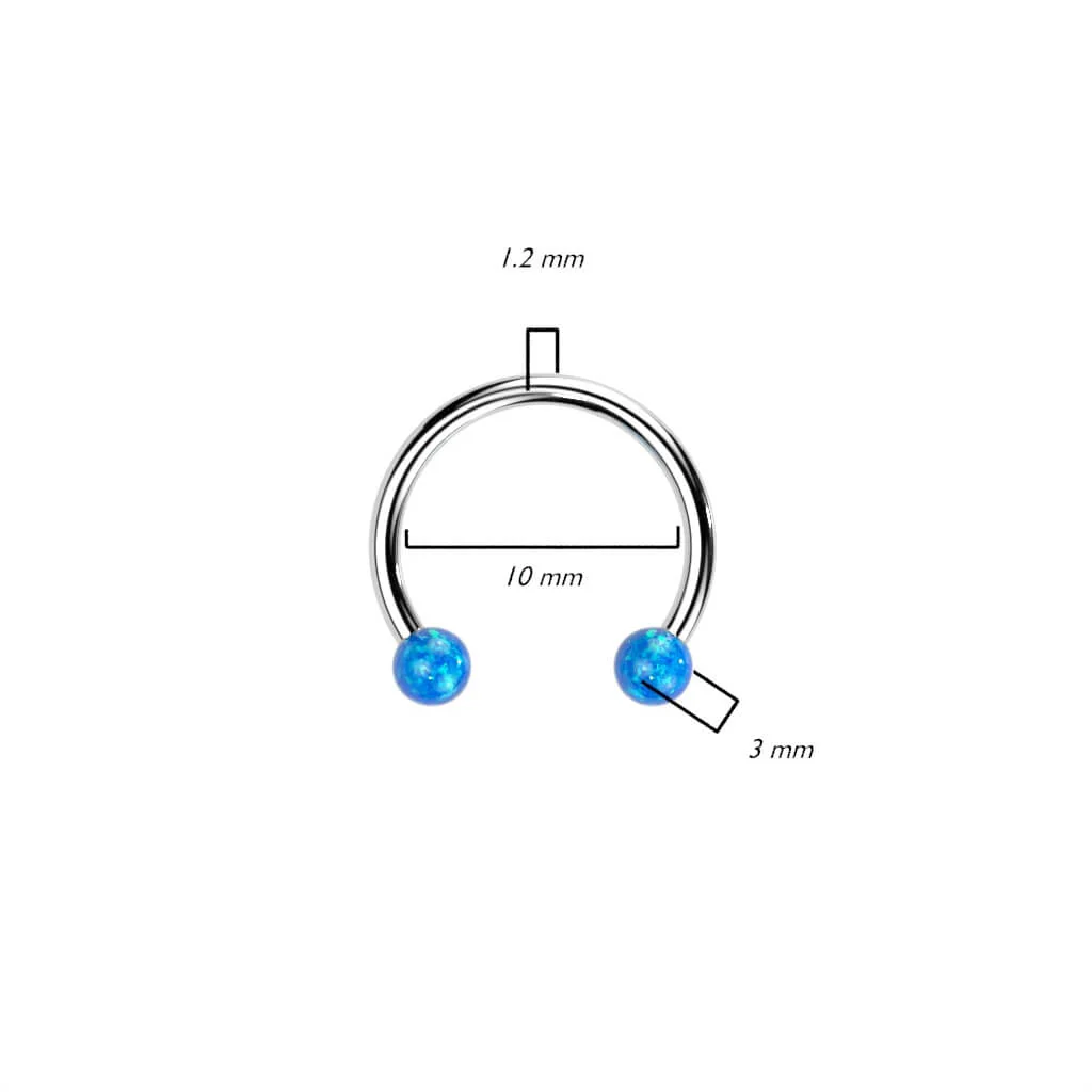 Titan Hufeisen Piercing Kugel Opal Push-In - Image 6