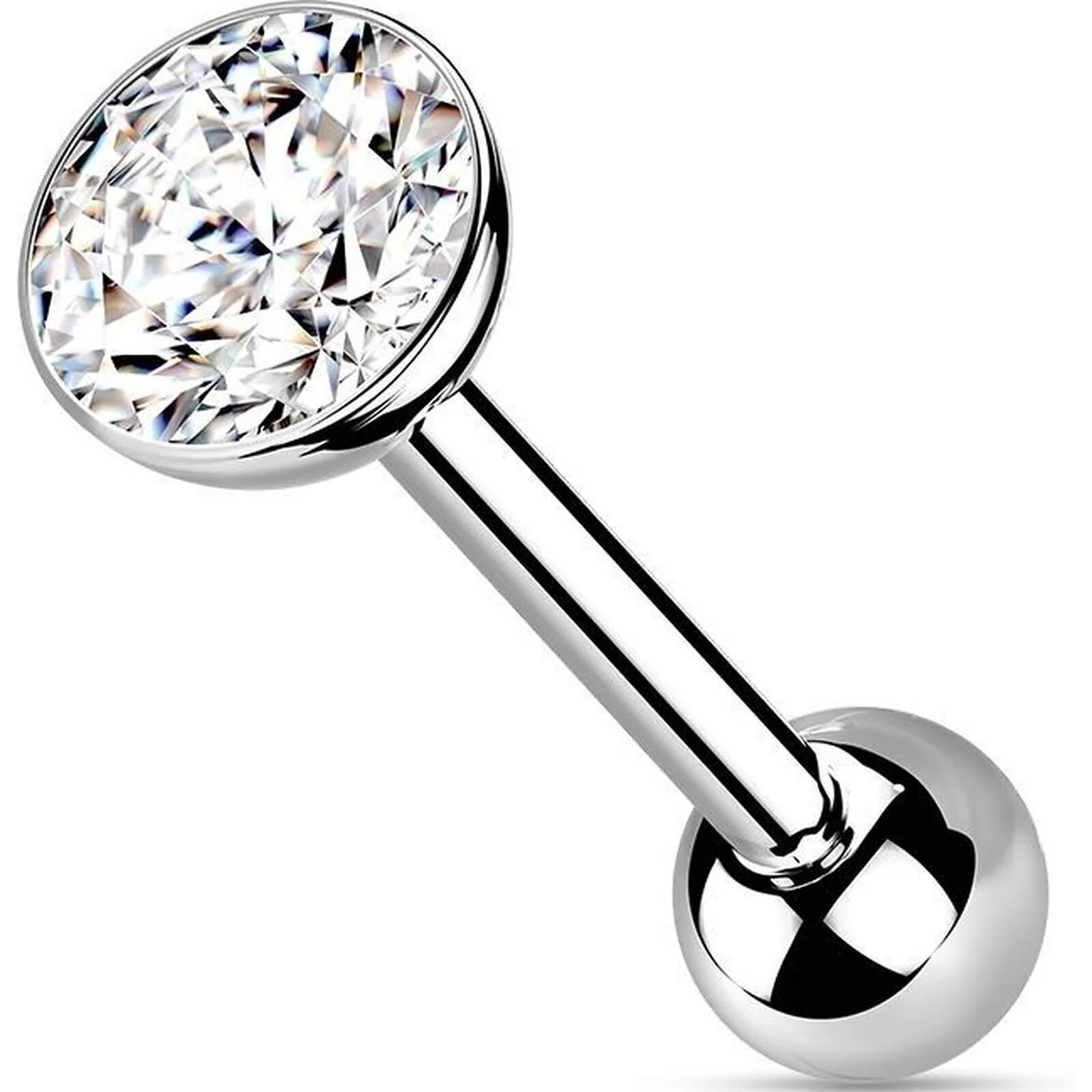 Titan Barbell Zirkonia Zargenfassung Silber Push-In