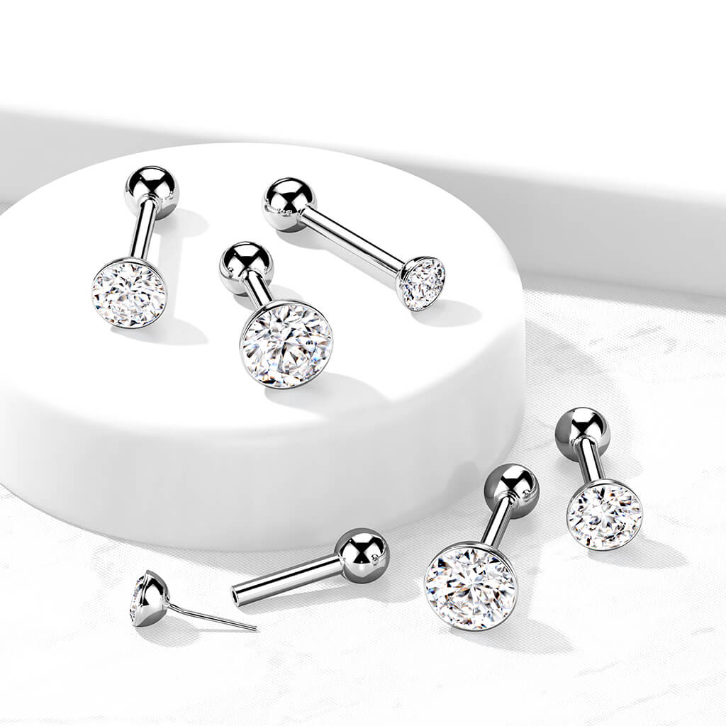 Titan Barbell Zirkonia Zargenfassung Silber Push-In - Image 2