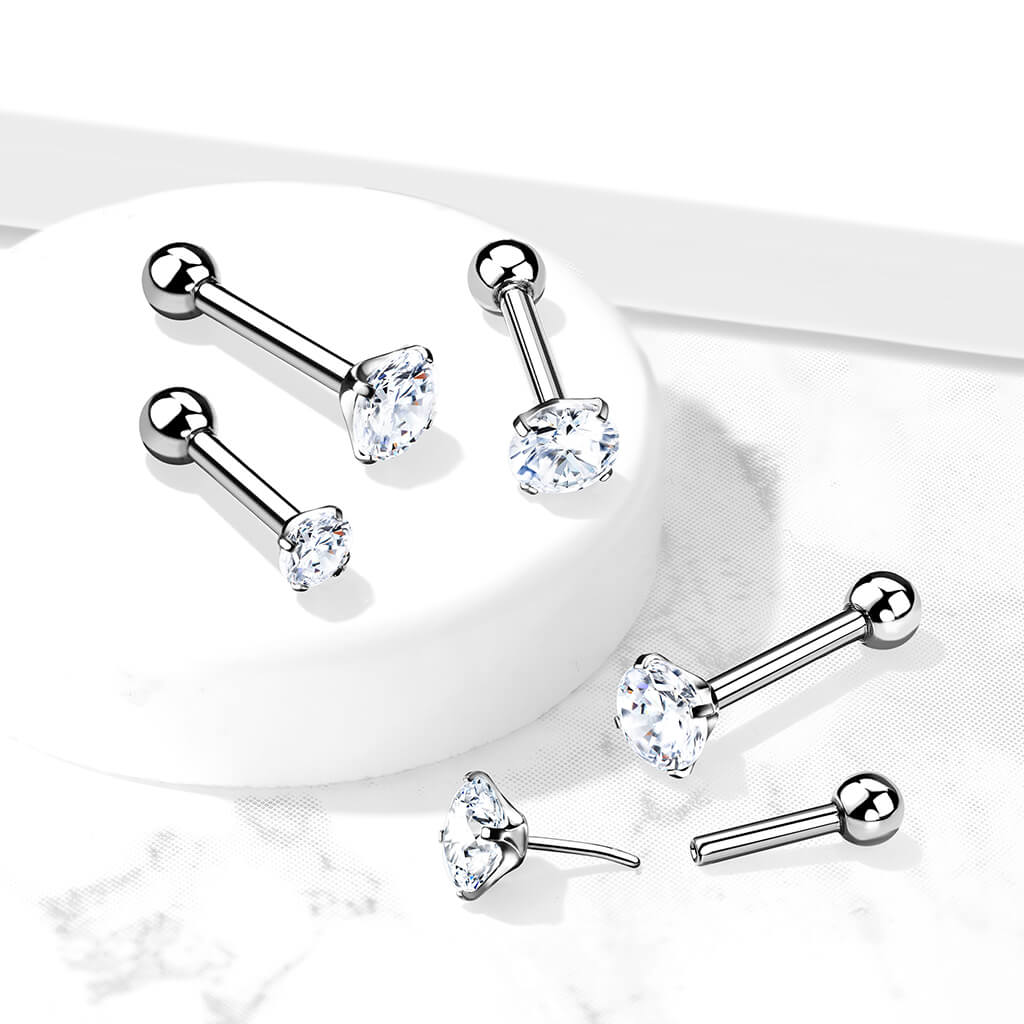 Titan Barbell Zirkonia Krappenfassung Silber Push-In - Image 3