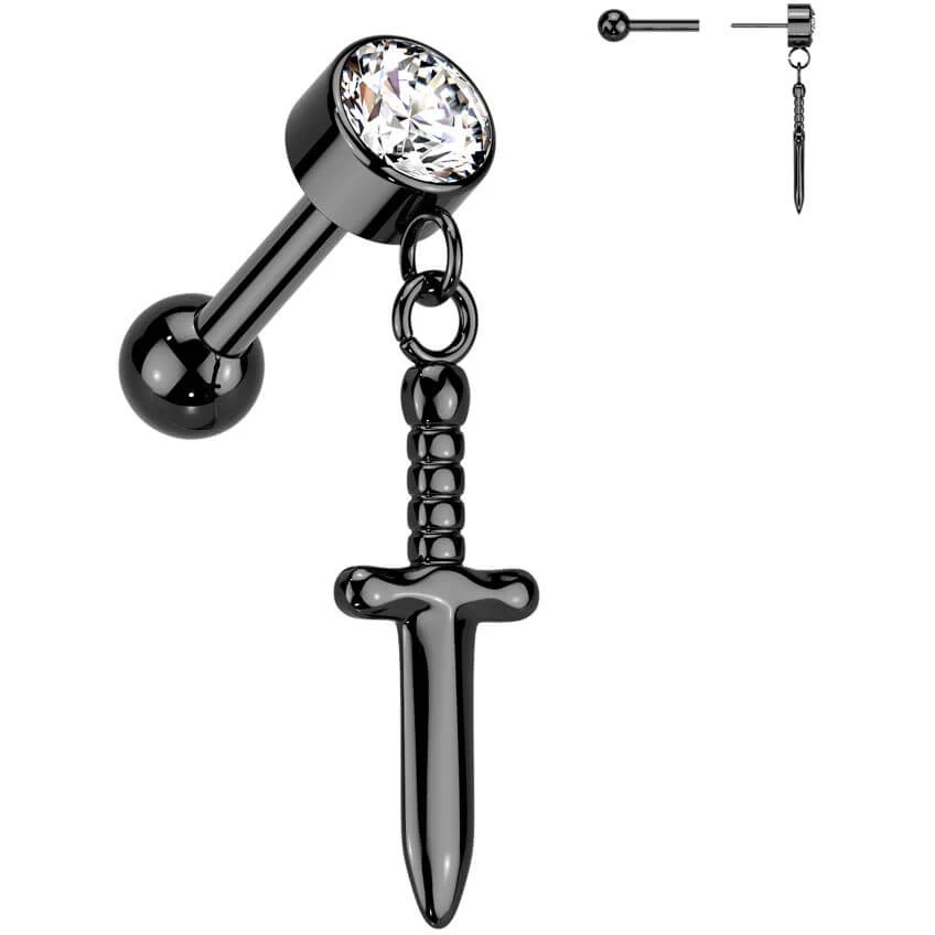 Titan Barbell Dolch Zirkonia Anhänger Push-In - Image 2