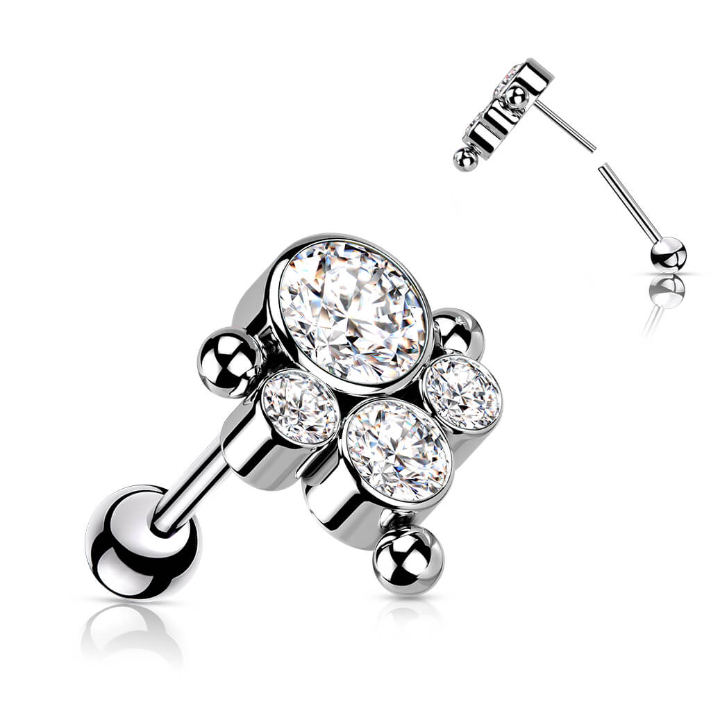 Titan Barbell Zirkonia Opal Silber Push-In - Image 2