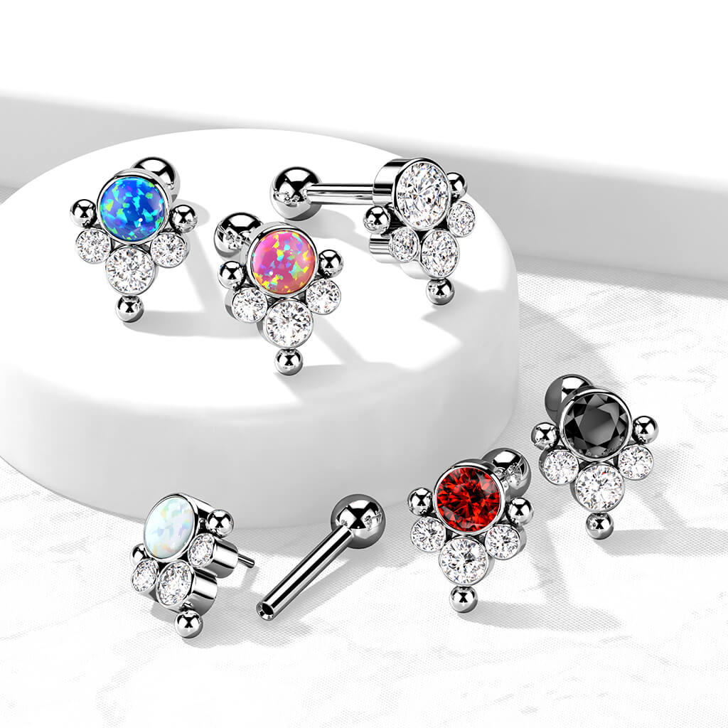 Titan Barbell Zirkonia Opal Silber Push-In - Image 6