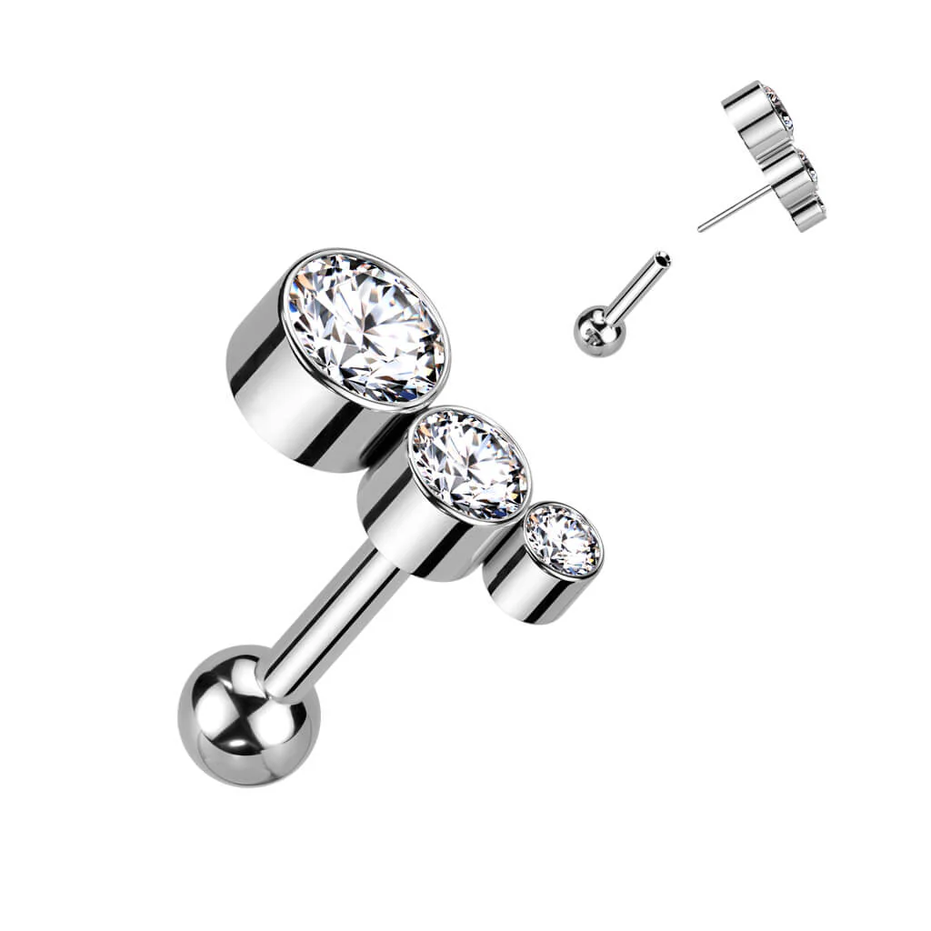 Titan Barbell Zirkonia Opal Silber Push-In - Image 2