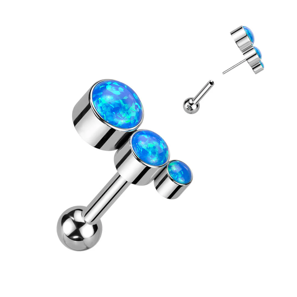 Titan Barbell Zirkonia Opal Silber Push-In - Image 3